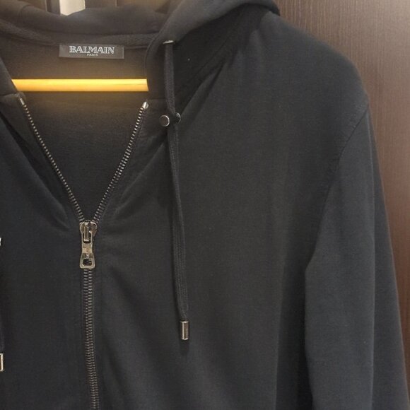 Balmain Unisex Zip Up Hooded SweatShirt Men's XS Or Women's Small - Like New - Picture 2 of 10